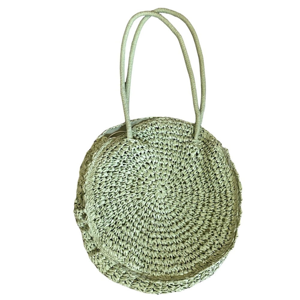 Summer Green Circular Woven Shoulder Bag | Farmer’s Market Summer Style | New - Picture 2 of 3